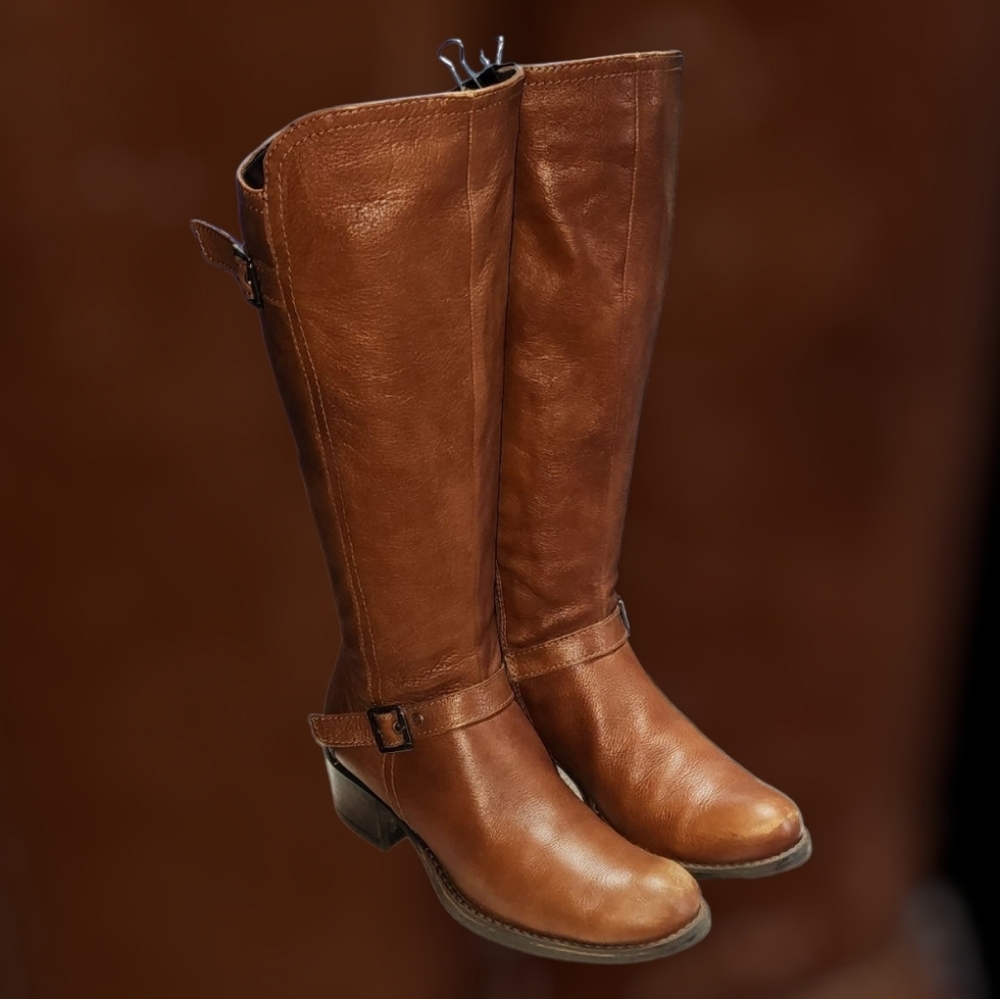 Women's Vintage Leather Tall Brown Riding Boots By Aldo Size 38/US8.